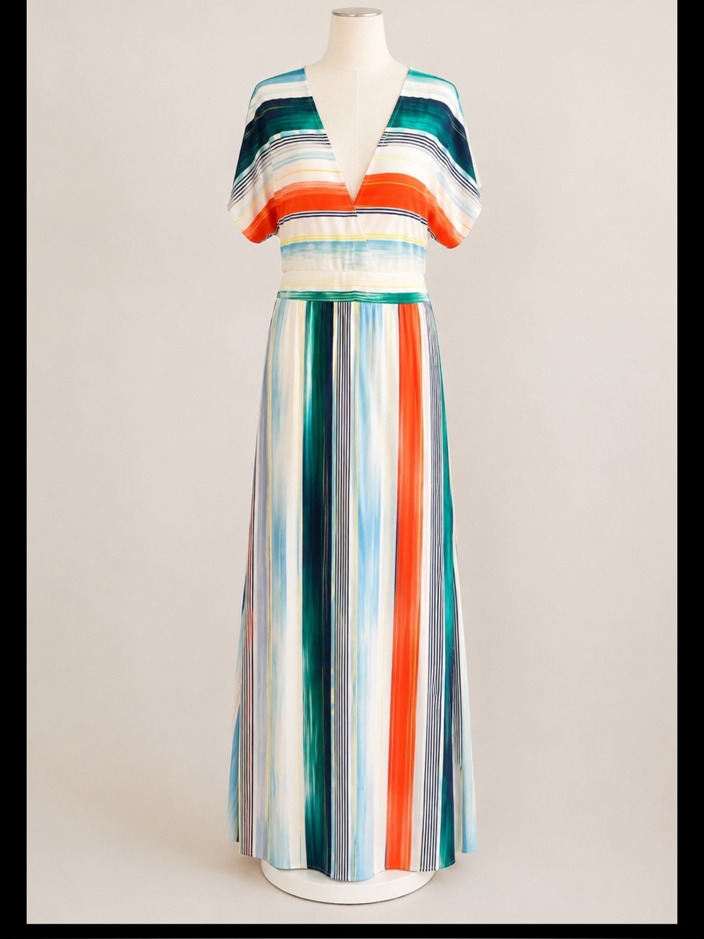 BCBGMaxAzria Striped Maxi Dress Resort Beach Vacation Size L
